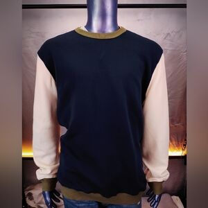 Free Assembly Mens XXL Sweatshirt Navy Cream Olive Colorblock NWT